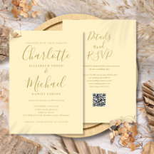 Casamento Código QR Amarelo e Dourado Buttercup