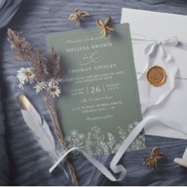 Convite Casamento Código QR Boho Orçamento Flor Silvestre 