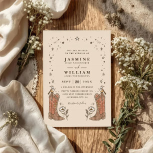 Convite Casamento Código QR Boho Sudoeste Campo Chic