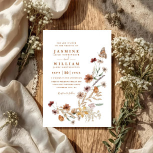 Convite Casamento Código QR Borboleta Floral Flor Silvestr
