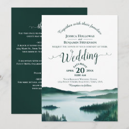 Convite Casamento Código QR Caligrafia Elegante Lago da Mo