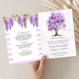 Convite Casamento Código QR da Árvore Floral de Wisteria R