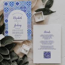 Casamento Código QR de Azulejo Português Arco Azul