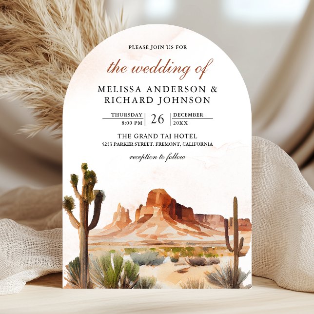 Convite Casamento Código QR de Cactus da Montanha do Deser (Criador carregado)