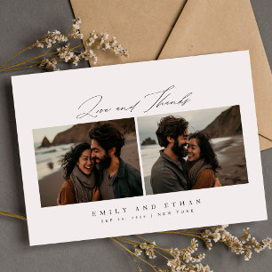 Convite Casamento Código QR de Foto de Praia com Caligrafi