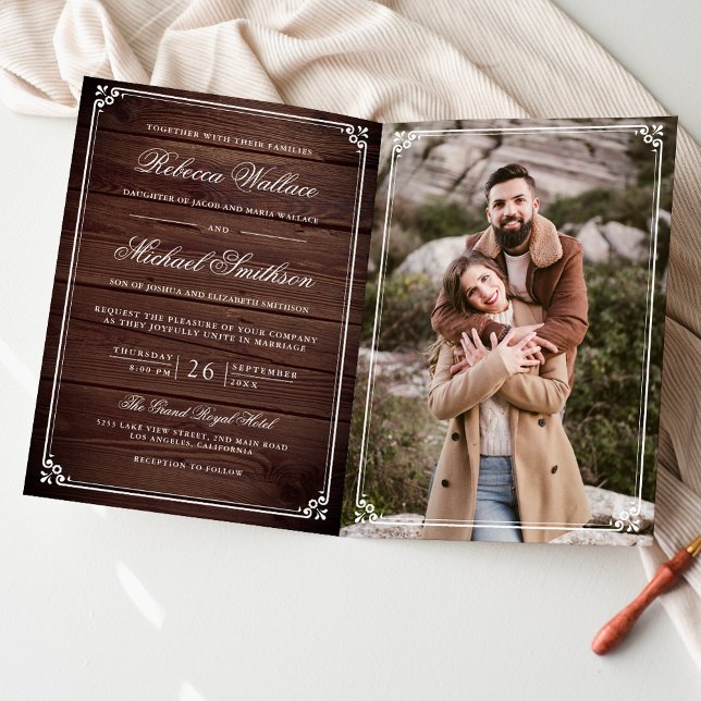 Convite Casamento Código QR de Madeira de Celeiro Rústico  (Criador carregado)