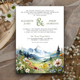 Convite Casamento Código QR de Prado de Montanha de Flor S