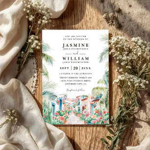 Convite Casamento Código QR Destino Palmeira Cenário Mexic