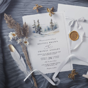 Convite Casamento Código QR Elegante Árvores da Floresta R