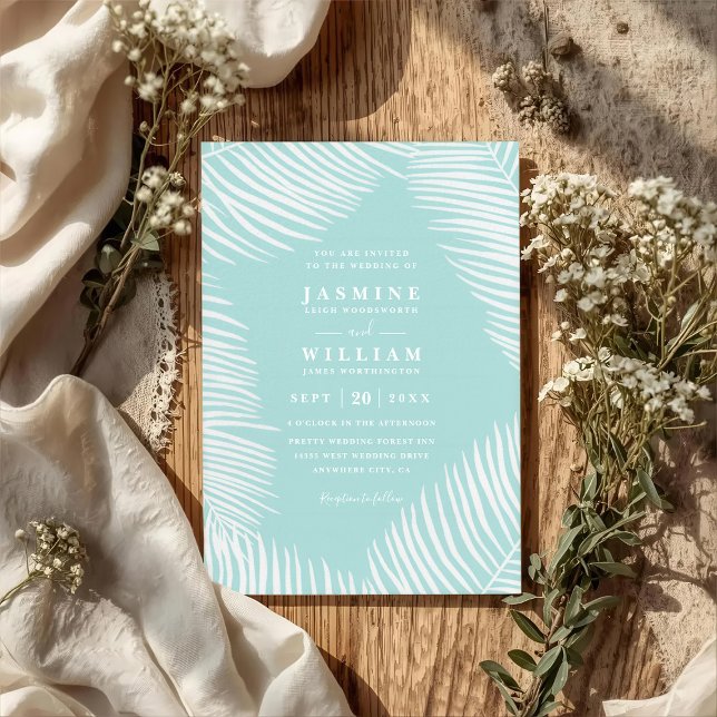Convite Casamento Código QR Elegante Chic Praia Tropical d (Criador carregado)