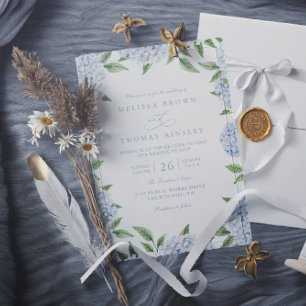 Convite Casamento Código QR Elegante com Borda de Hortênsi