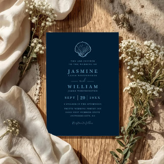 Convite Casamento Código QR Elegante Concha do Litoral Min