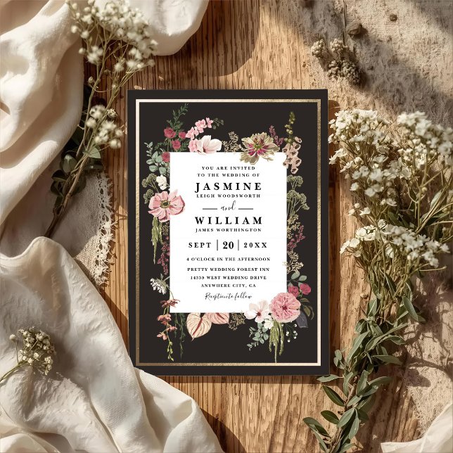 Convite Casamento Código QR Elegante Jardim Boho Flores Si (Criador carregado)