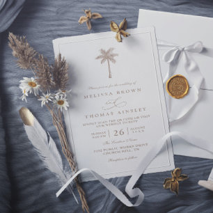 Convite CASAMENTO Código QR Elegante Minimalista Palmeira