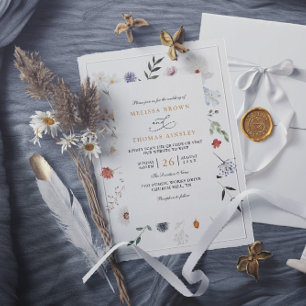 Convite Casamento Código QR Elegante Moldura Floral de Flo