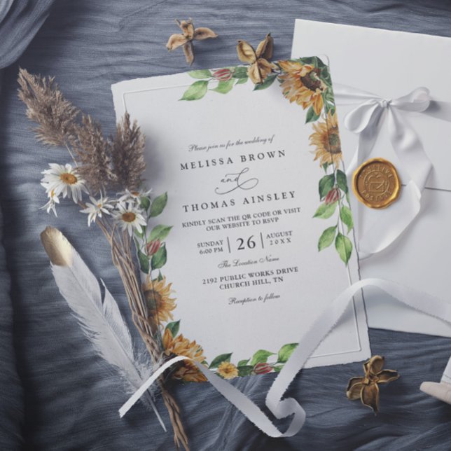 Convite Casamento Código QR Elegante Rústico Boho de Giras (Criador carregado)