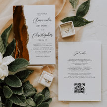 Casamento Código QR em Ágata Dourado Laranja Queim