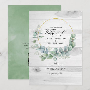 Convite Casamento Código QR Eucalipto Country Celeiro Rúst