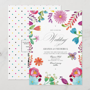 Convite Casamento Código QR Fiesta Mexicana Floral Aquarel