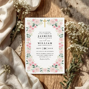 Convite Casamento Código QR Flor Ornate Relevo Gracioso