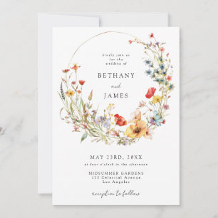 Convite Casamento Código QR Flor Silvestre de Verão