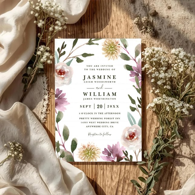 Convite Casamento Código QR Florais Boho Rústico Elegante (Criador carregado)