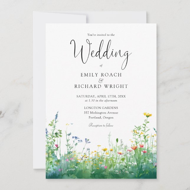 Convite Casamento Código QR Floral Aquarela Flores Silvest (Frente)