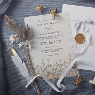 Convite Casamento Código QR Floral Boho Aquarela Flor Silv