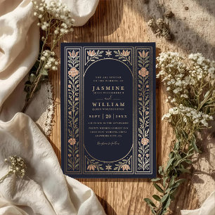 Convite Casamento Código QR Floral Botânico Jardim Elegant