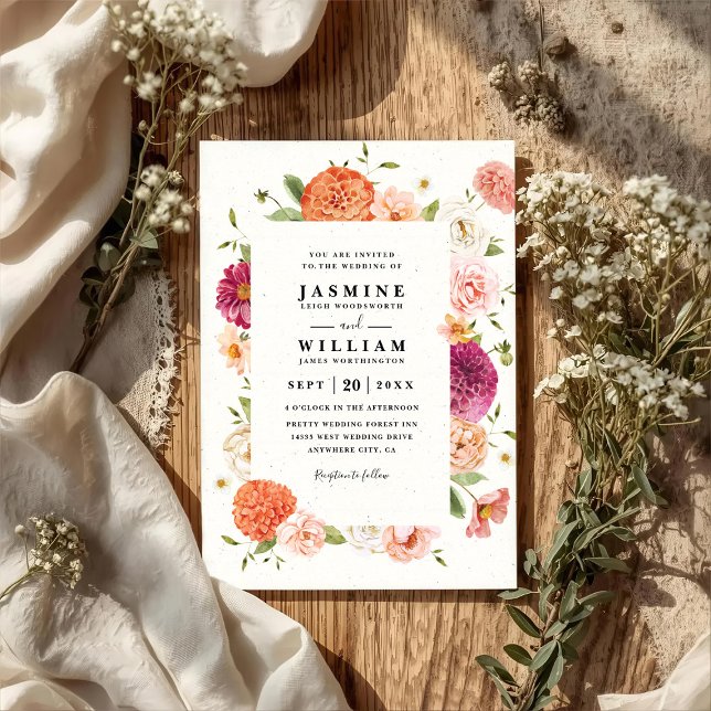 Convite Casamento Código QR Floral Elegante Moderno (Criador carregado)