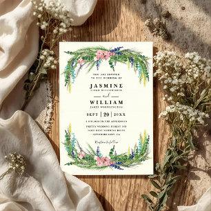 Convite Casamento Código QR Floral Elegante Rústico País