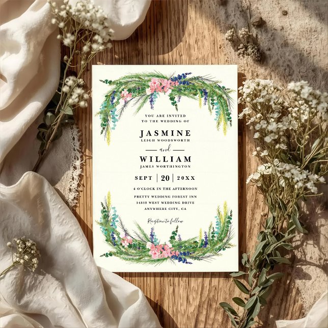 Convite Casamento Código QR Floral Elegante Rústico País (Criador carregado)