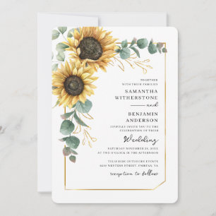 Convite Casamento Código QR Floral Girassol Botânico