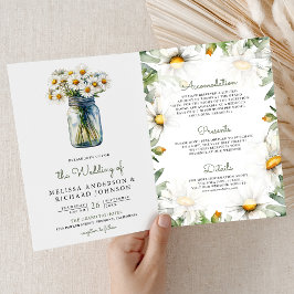 Convite Casamento Código QR Floral Jarro de Pedra com Marg
