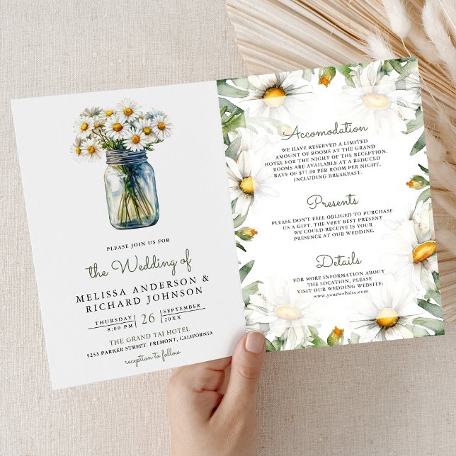 Convite Casamento Código QR Floral Jarro de Pedra com Marg (Criador carregado)