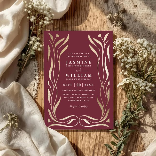 Convite Casamento Código QR Floral Luxo Boho Elegante (Criador carregado)