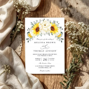 Convite Casamento Código QR Floral Peônia Girassol Eucalip