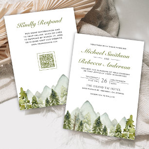 Convite Casamento Código QR Floresta de Pinheiros da Monta