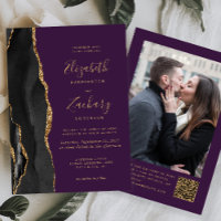 Casamento Código QR Foto Roxo Ágata Ouro Preto