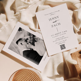 Convite Casamento Código Qr Foto Simples Moderno