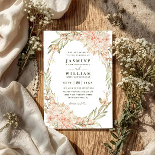 Convite Casamento Código QR Hortênsia Vintage Rústico Eleg