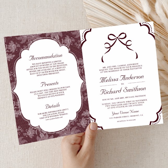 Convite Casamento Código QR Laço Coquete de Renda Branca B (Criador carregado)