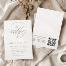 Casamento Código QR Luxo Mínimo Dourado e Bege
