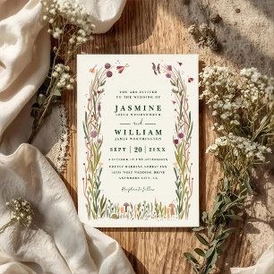 Convite Casamento Código QR Magia Cogumelo Flores Boho Sel