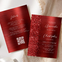 Casamento Código QR Metal Glam Red Escovado