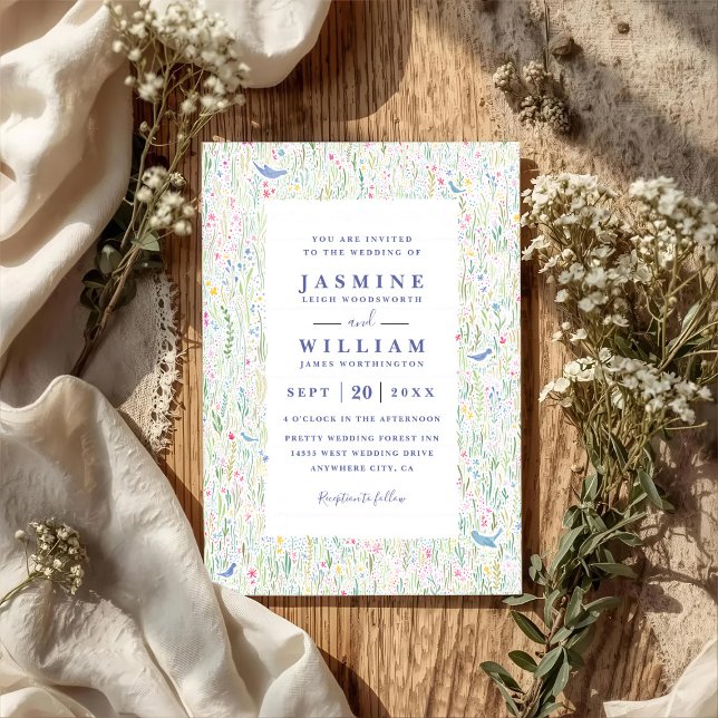 Convite Casamento Código QR Moderno Elegante Chalé Flores  (Criador carregado)