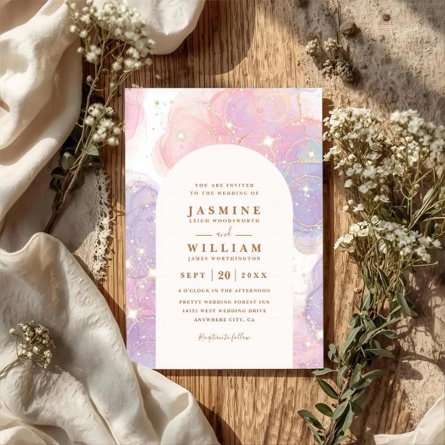 Convite Casamento Código QR Moderno Elegante Noite Brilhan (Criador carregado)