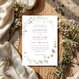 Convite Casamento Código QR Moldura Floral de Flor Silvest