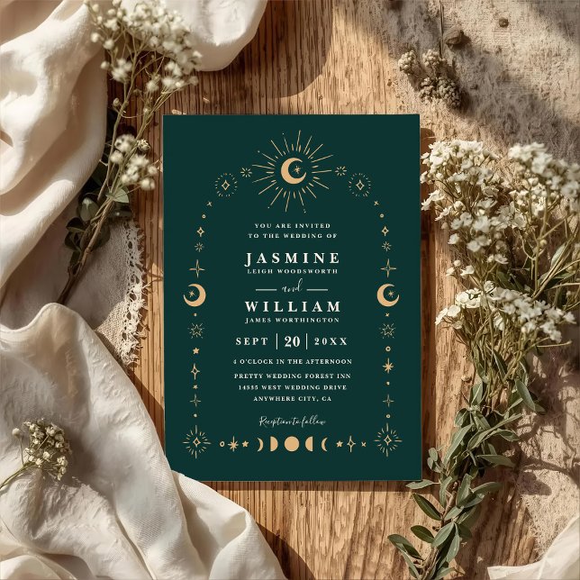 Convite Casamento Código QR Noite da Lua da Galáxia Celest (Criador carregado)