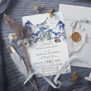 Convite Casamento Código QR Orçamento Árvore Floresta Mont